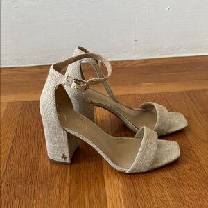 Sam Edelman Cream Chunky Heel Sandals
